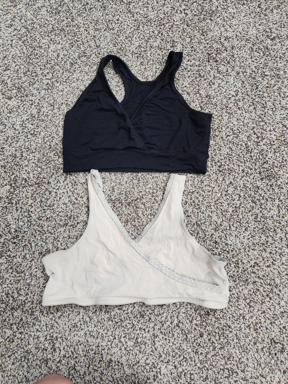 Nursing Sleep Bra Bralettes - Black & Cream